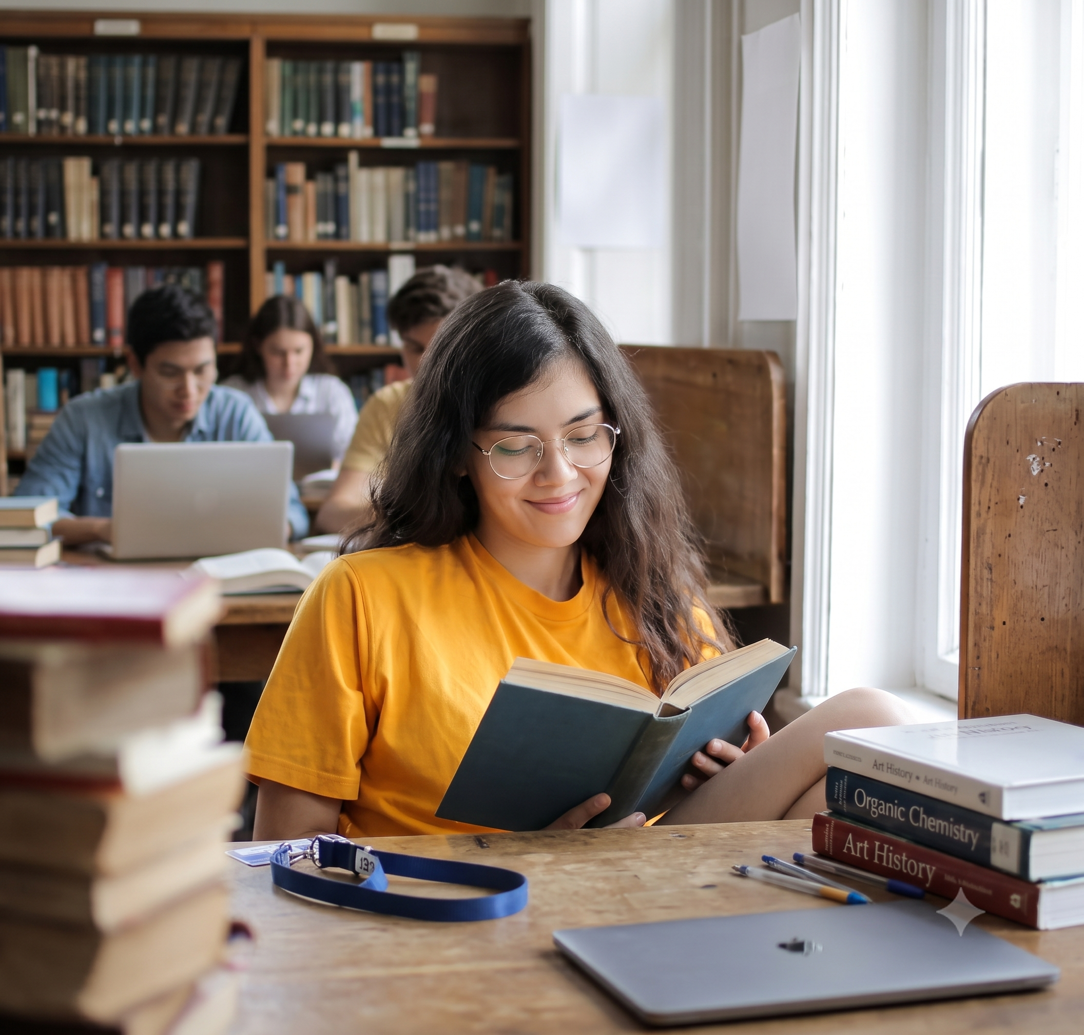 Student reading in the library at Koshys Institute of Technology